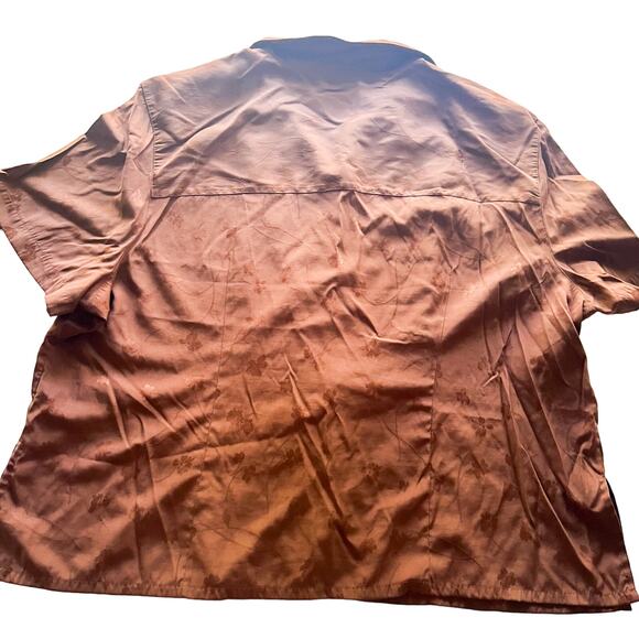 W CATO Button Up Short Sleeve Brown Floral w Shoulder Pads 26/28 W RN 37080 - Picture 2 of 12